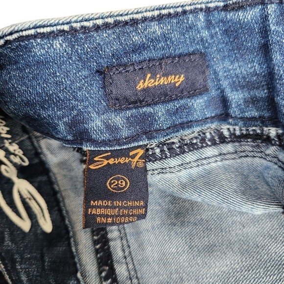 Seven skinny blue white low rise denim Jean pants - Picture 10 of 10